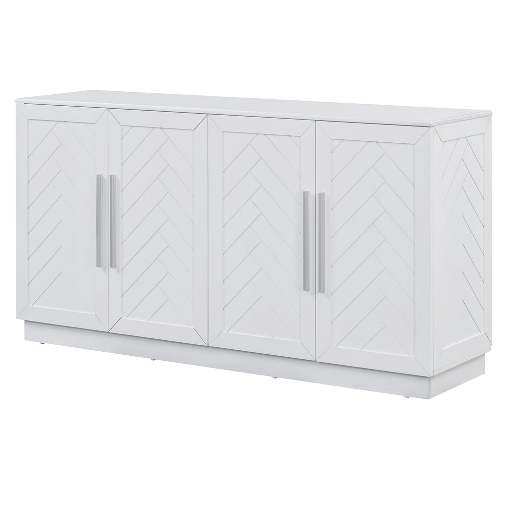Buffet Cabinet with Adjustable Shelves and Silver Handles