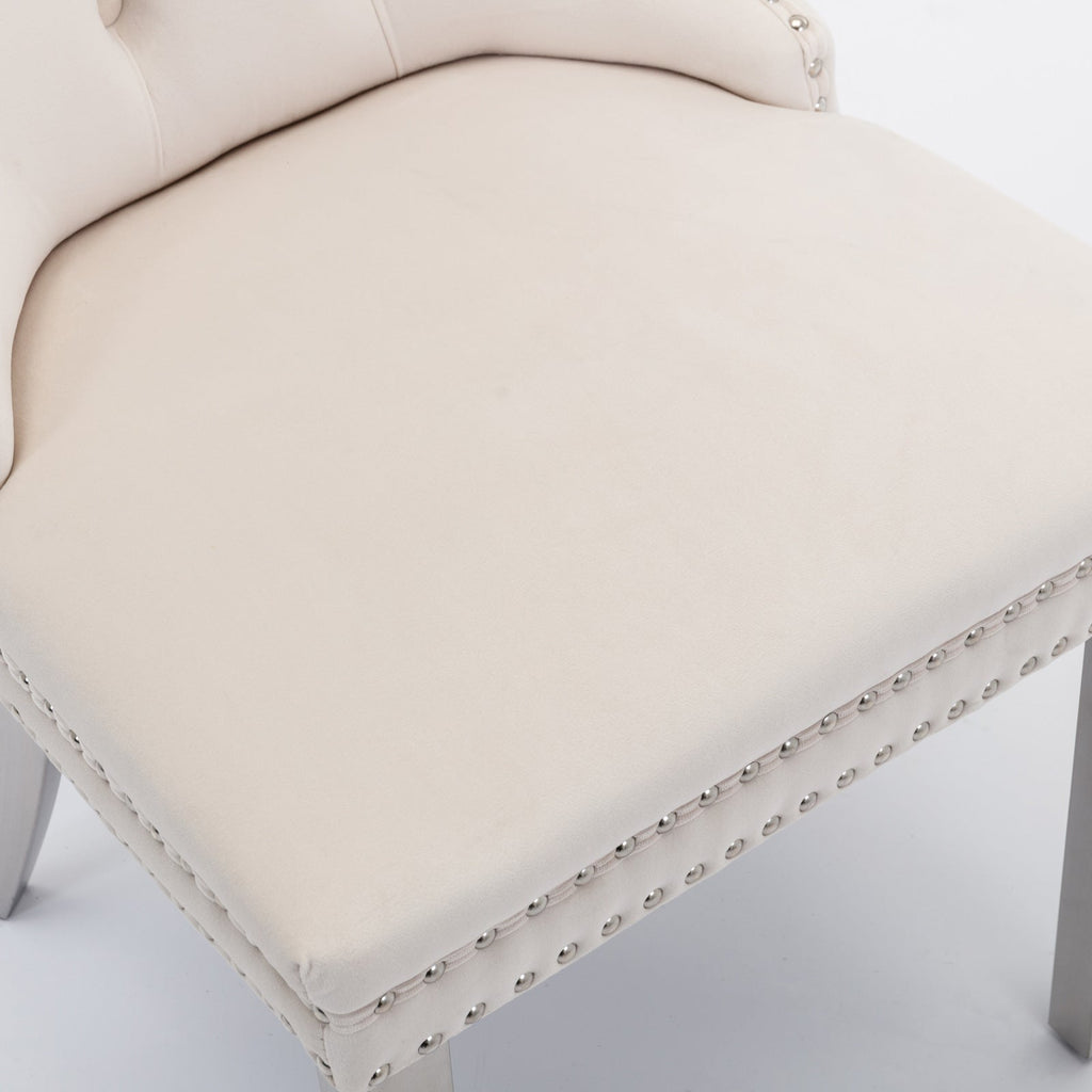 Modern High-end Tufted Solid Wood Velvet Dining Chairs (Set of 2)