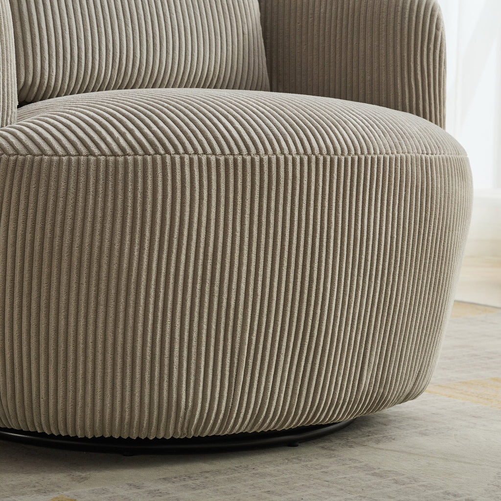 34.25' Wide Upholstered Corduroy Metal Base Swivel Soft Chair