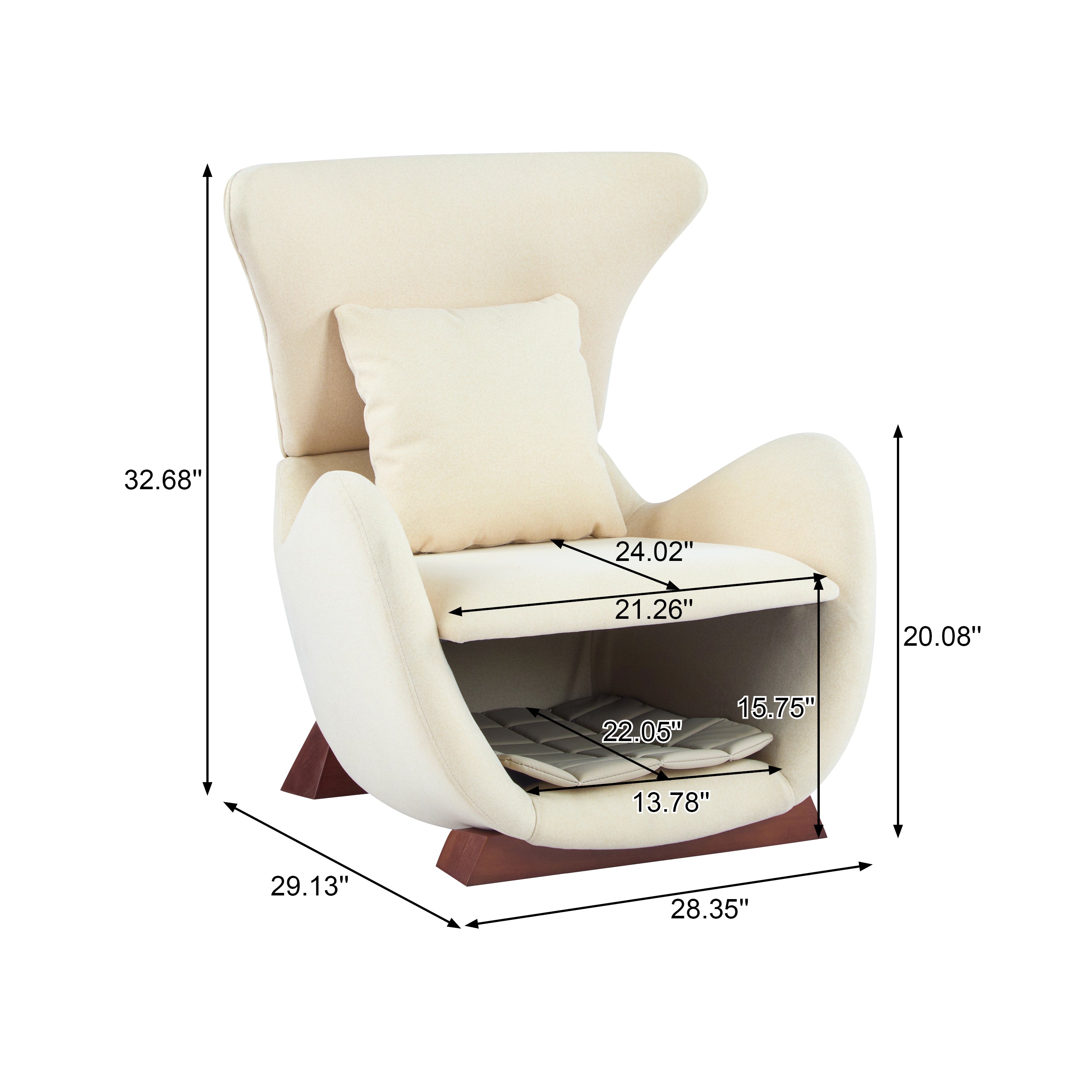 Modern Brown Polyester Accent Chair with Pet/Storage Space