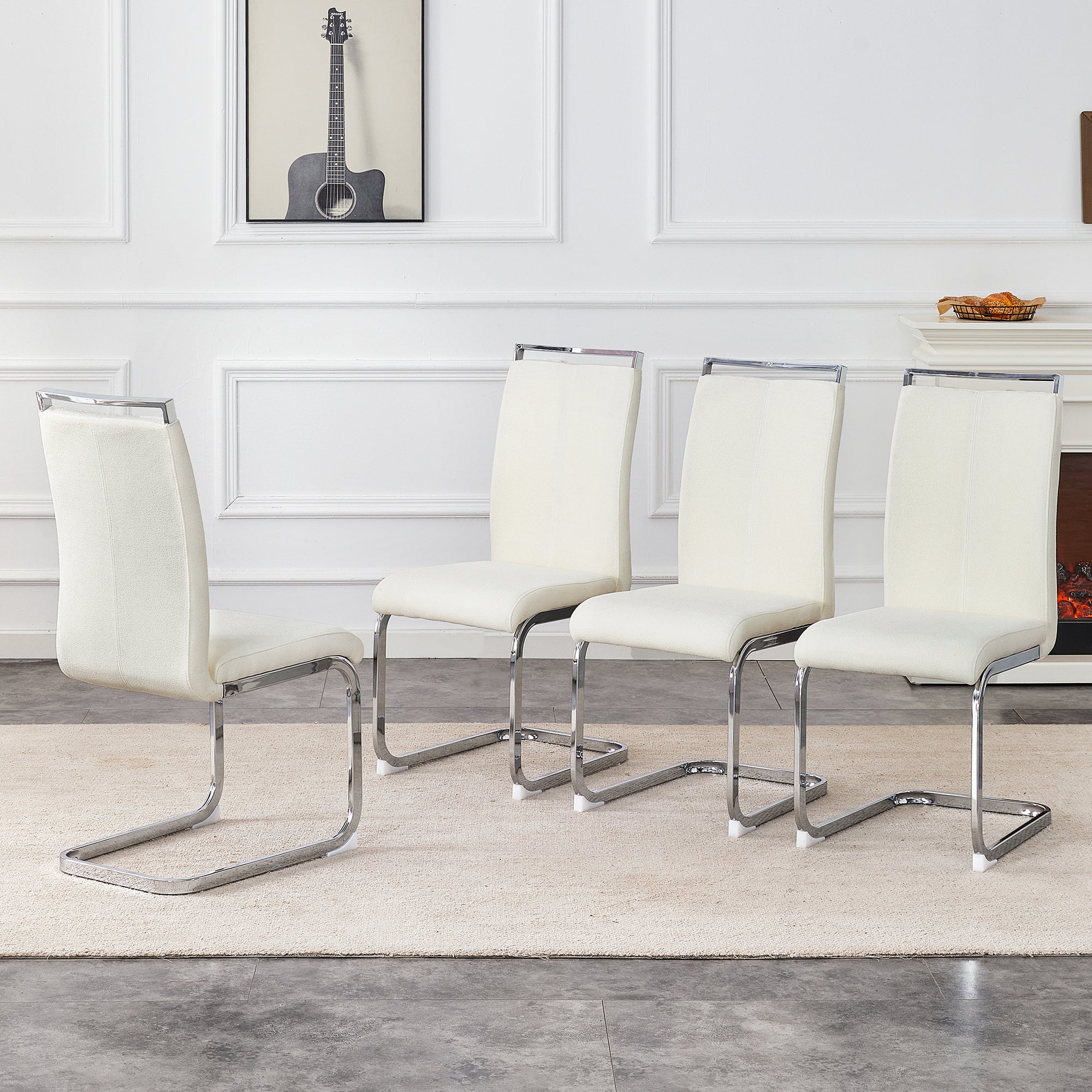 Luxury Style Grainy Fabric-like Dining Chairs (Set of 4)