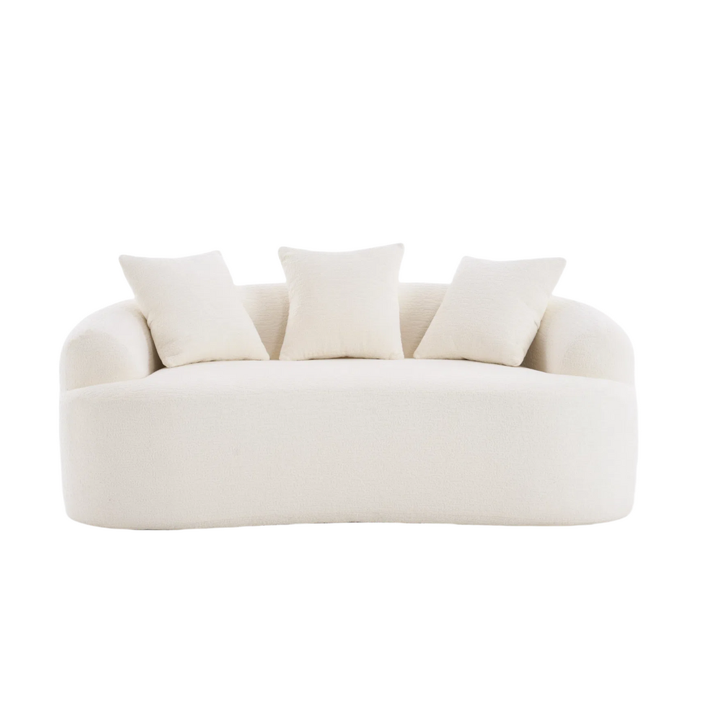 Loveseat Sofa with Wood Grain Chenille Fabric