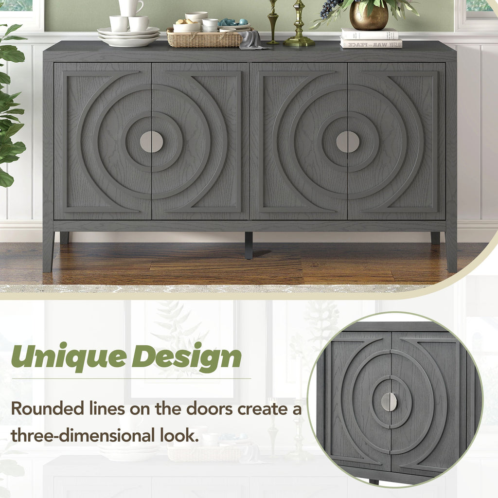 60" Circular Groove Design Sideboard Door for Living Room