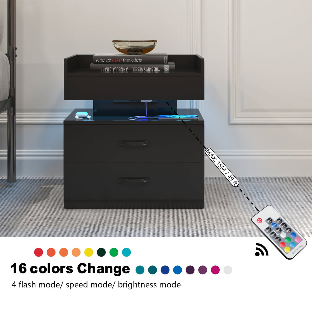 Nightstand with Remote-Controlled LED Strip Light