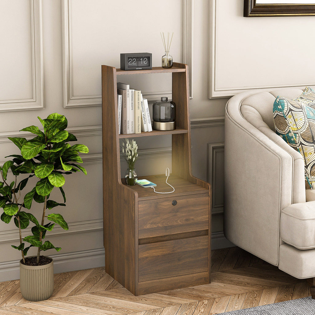 Modern Smart Nightstand with Charging Station