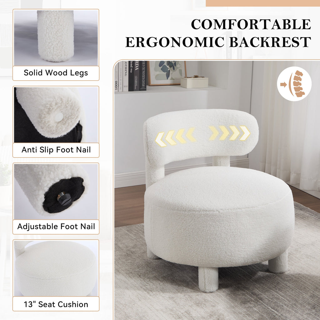 Fur/Teddy Fabric Armless Accent Chair with Curved Backrest