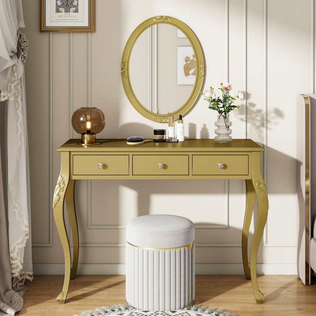 Luxury Makeup Vanity Desk with Oval Mirror