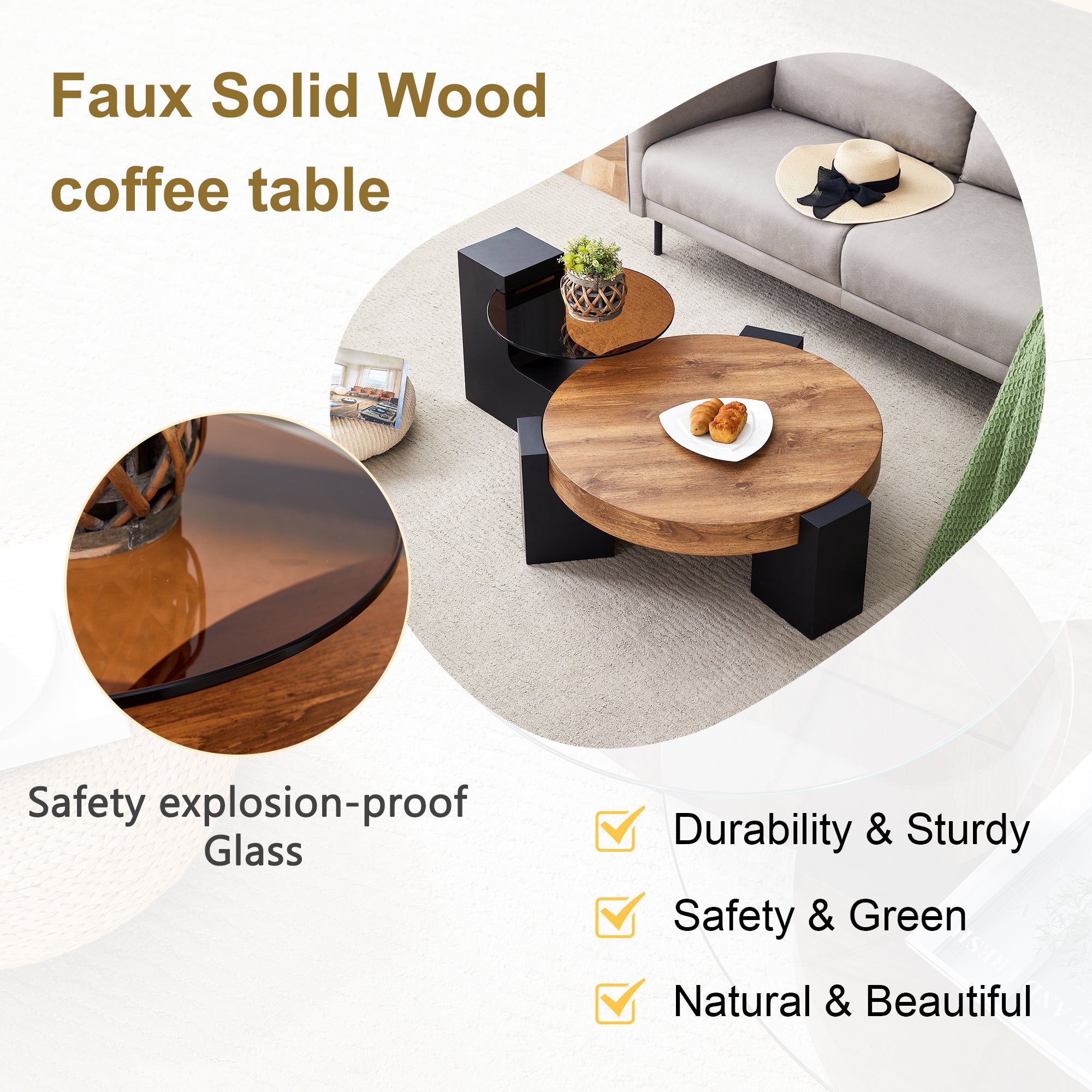Modern Simple Double-Layer Round Coffee Table