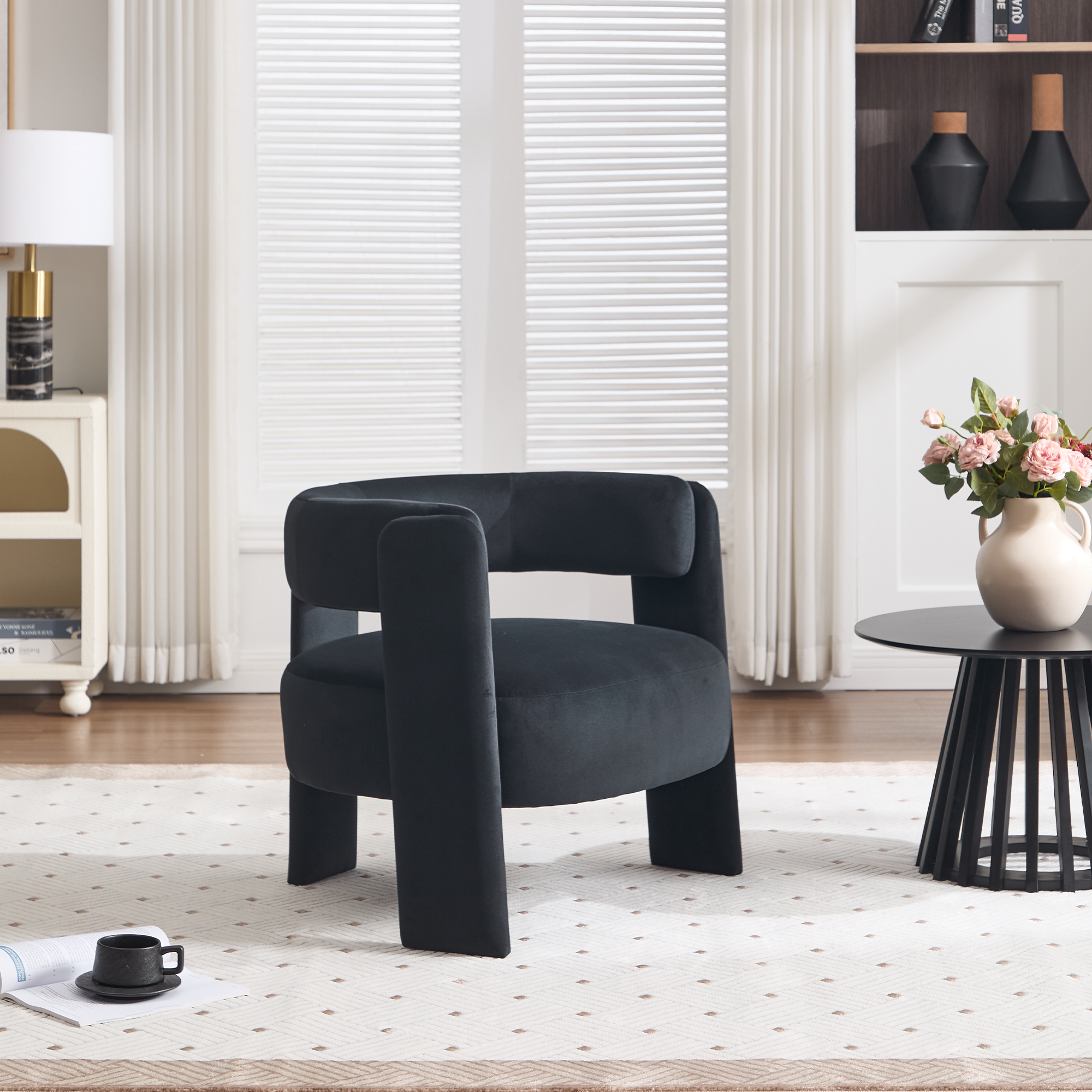 Mid-Century Velvet Comfy Single Sofa Accent Chair