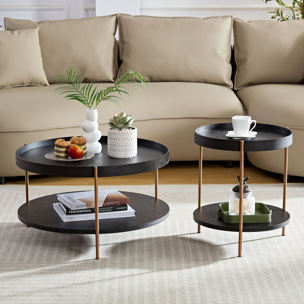 Modern 2 tier Round Coffee Table Set