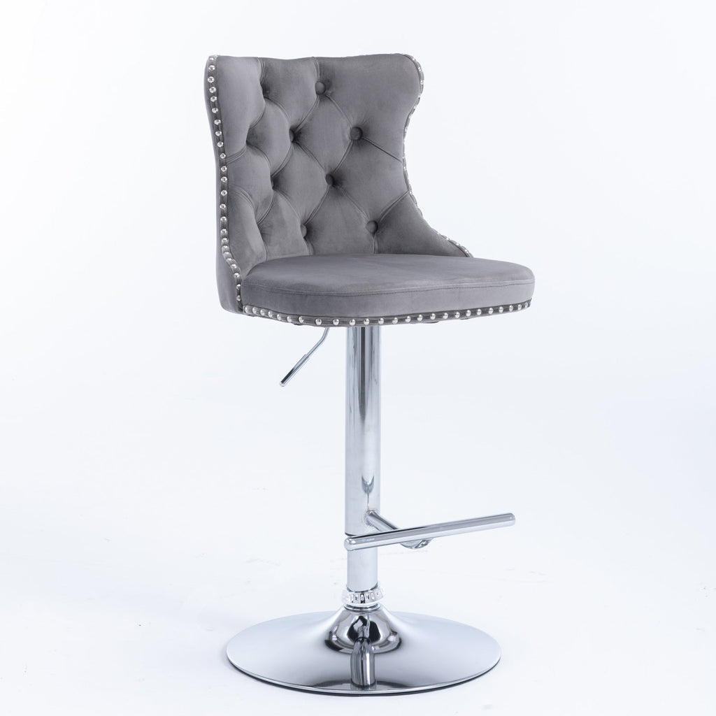 25-33 Inch Modern Velvet Swivel Barstools (Set of 2)
