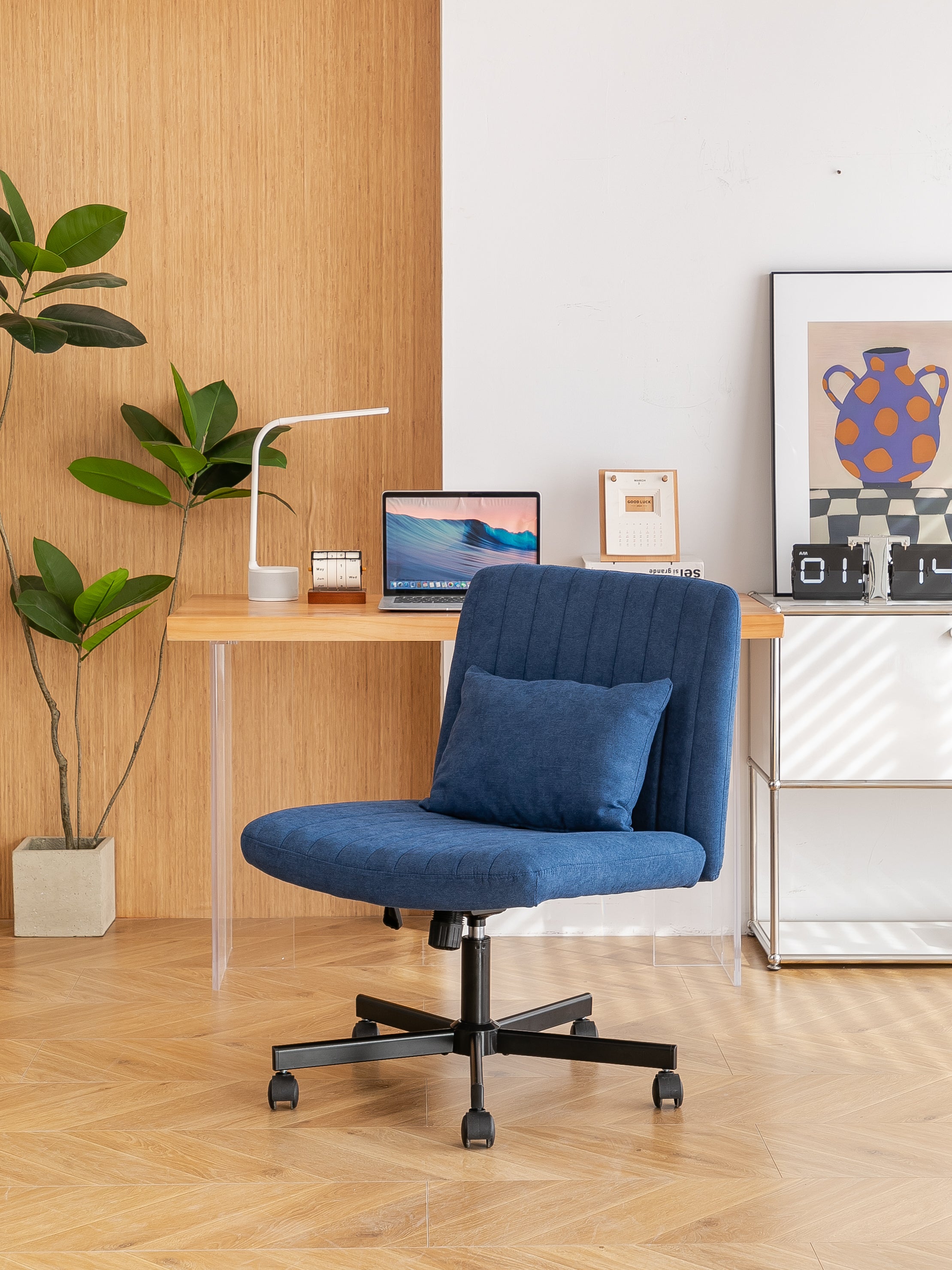 Criss Cross Armless Office Chair with Wheels