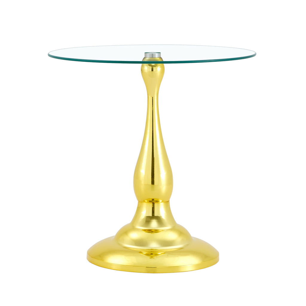 20" Small Luxury Metal Round Side Table with a Glass Top