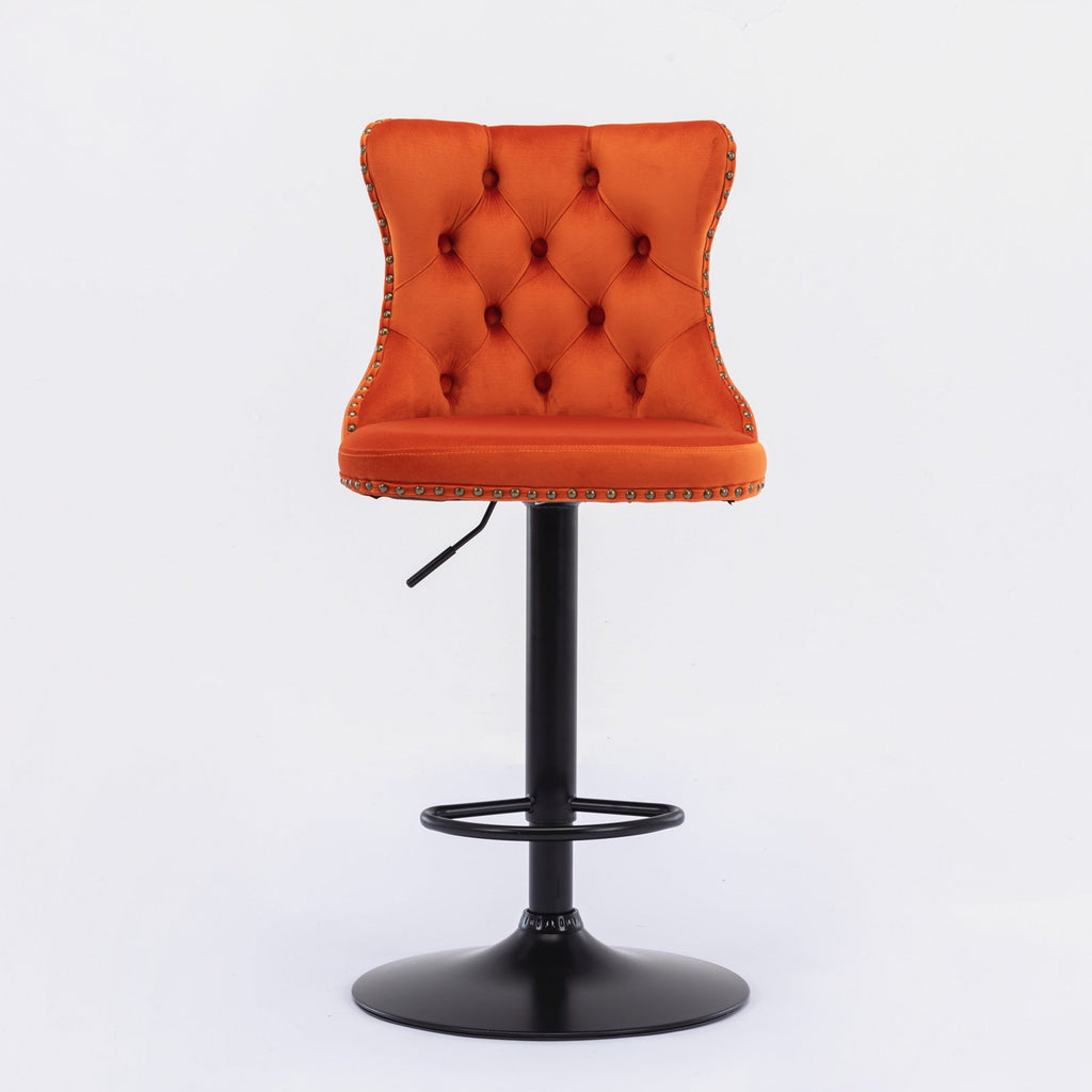 Modern Swivel Velvet Barstools Adjusatble Seat (Set of 2)