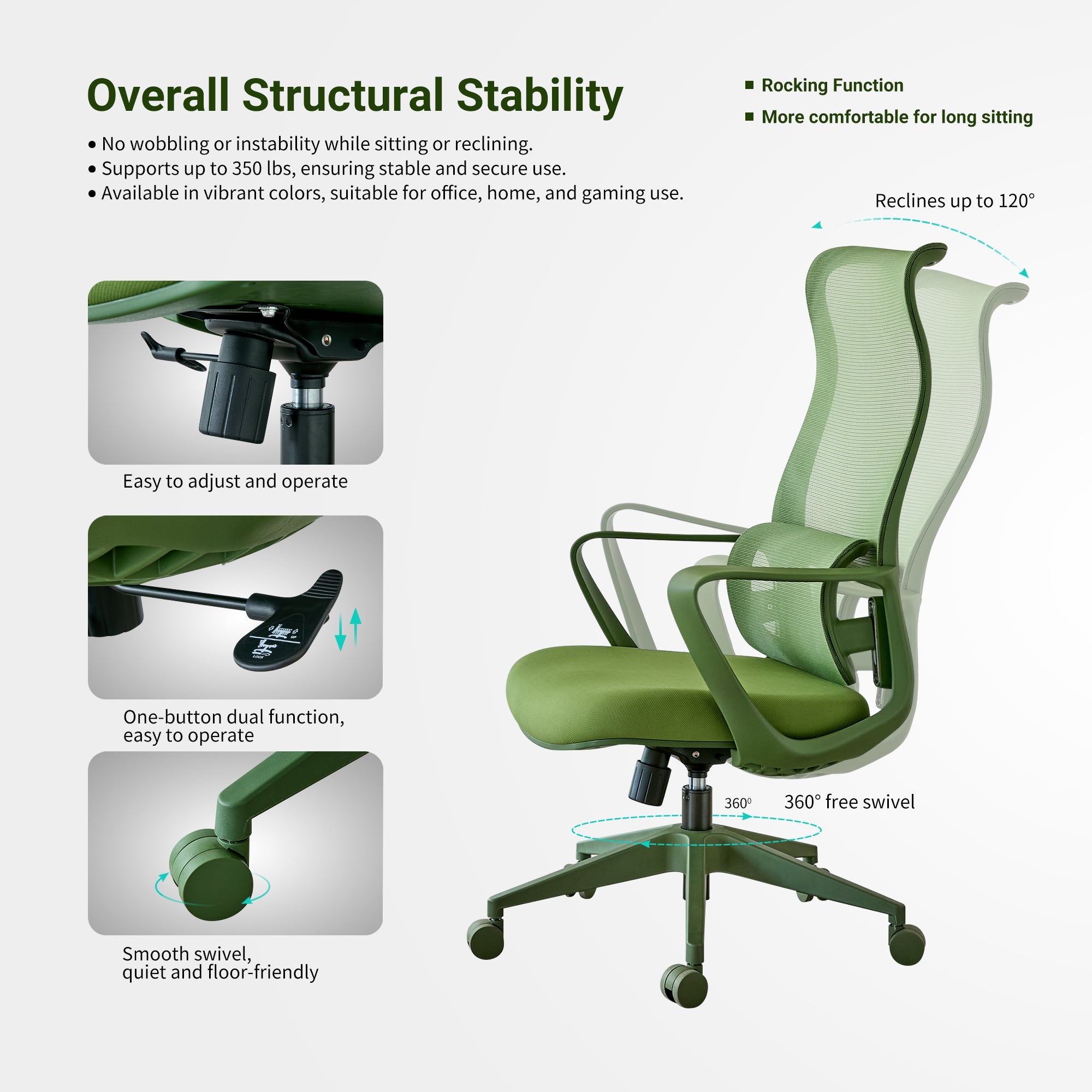Modern Executive Office Chair with Adjustable Height Lumbar Support