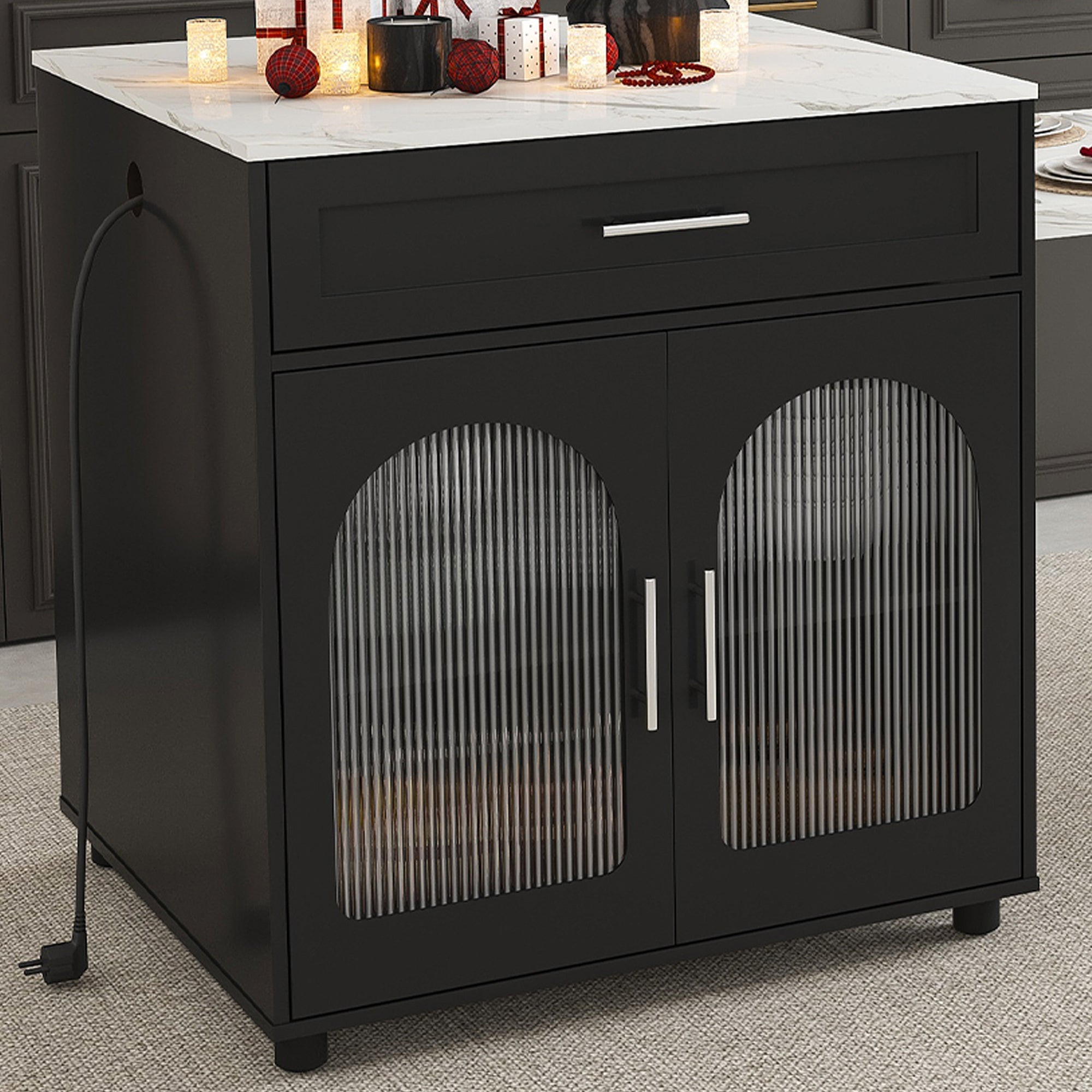 Expandable Kitchen Island with Dining Table