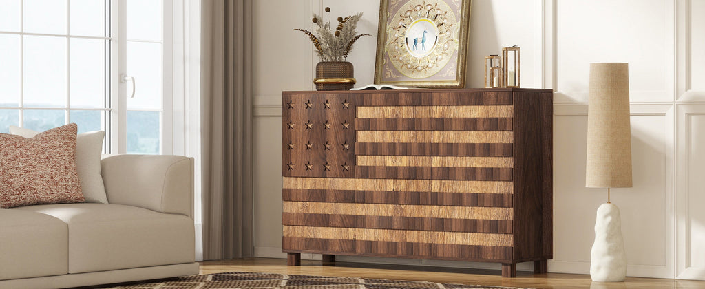55' Buffet Sideboard Cabinet with Hand Carved Craftsmanship