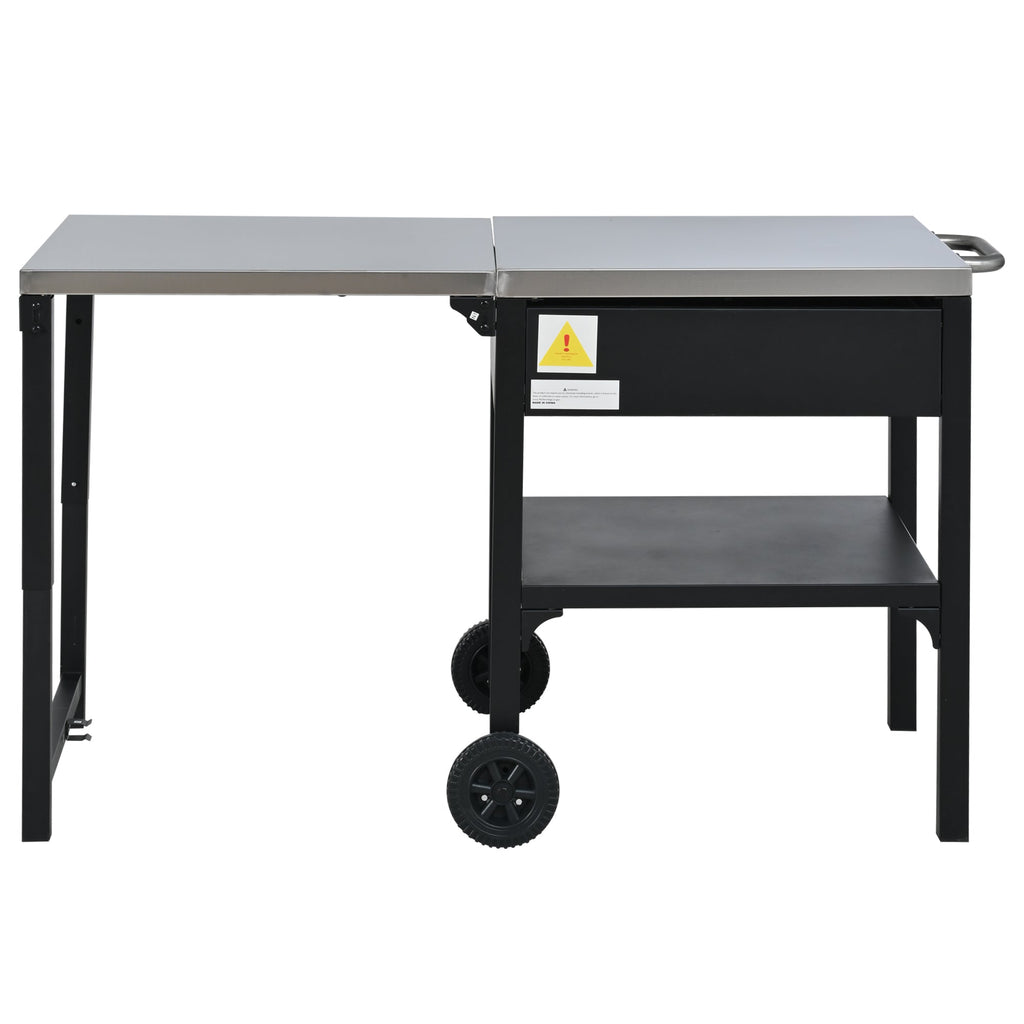 Foldable BBQ cart with storage, portable for backyard & patio cooking