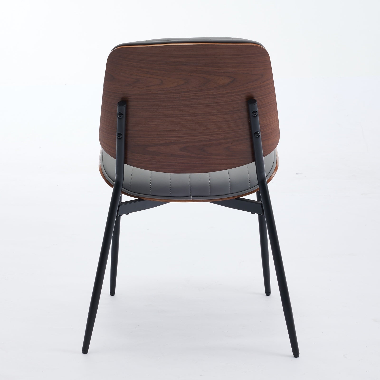 Mid Century Modern Retro Faux Leather Dining Chairs with Walnut Bentwood (Set of 2)