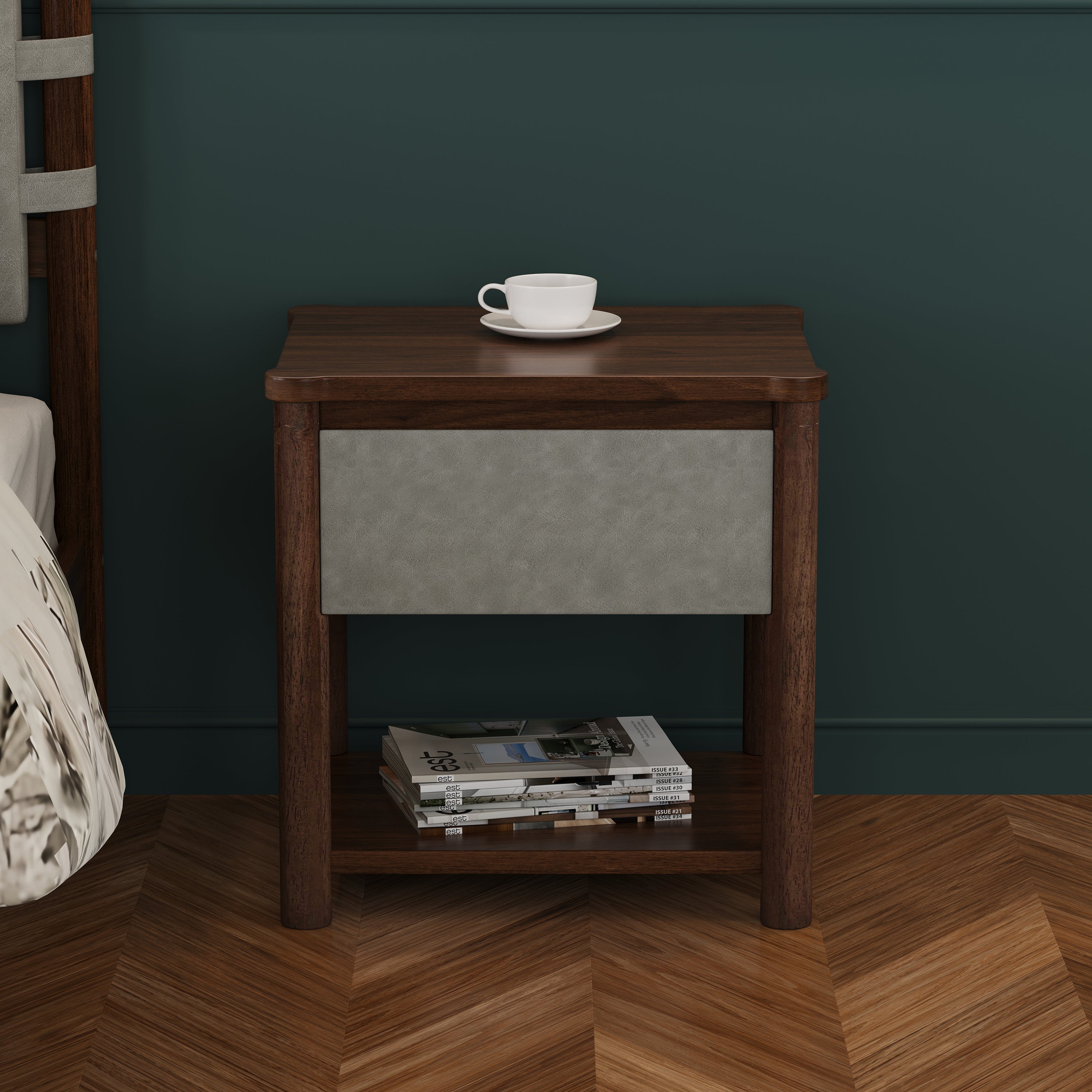 Modern Wood Nightstands with Drawer (Set of 2)