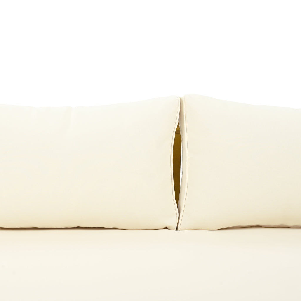 3 Seater Acacia Wood Daybed with Rattan Arms Beige Cushion