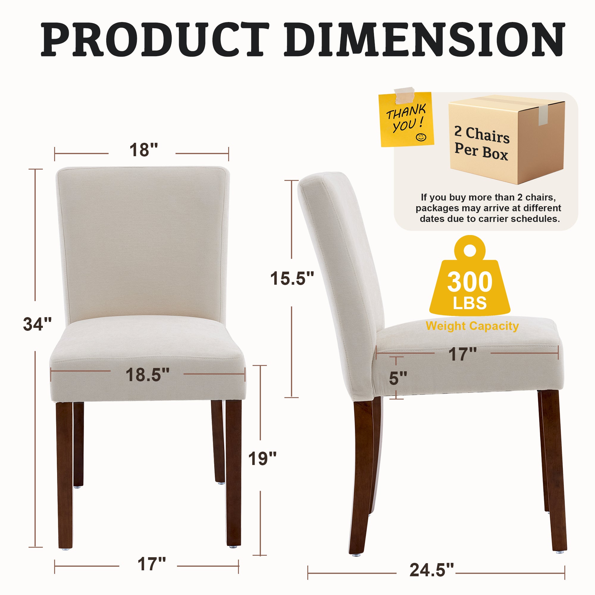 Firmoz Modern High-Back Dining Chairs with Rubberwood Legs