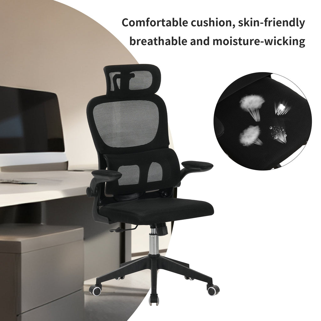 High Back Ergonomic Mesh Office Chair Black Big Tall Tilt 3D Headrest Lumbar Support Swivel Rolling Chair