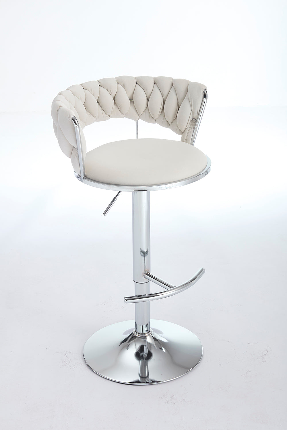 2PCS Metal Bar Stools with Chrome Footrest and Base