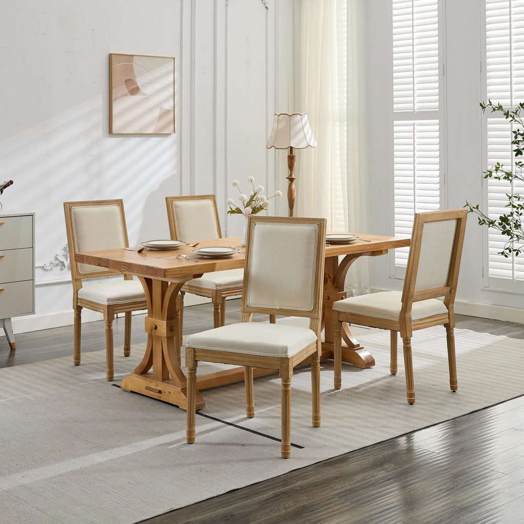 French Louis Dining Chairs with Square Backrest (Set of 2)