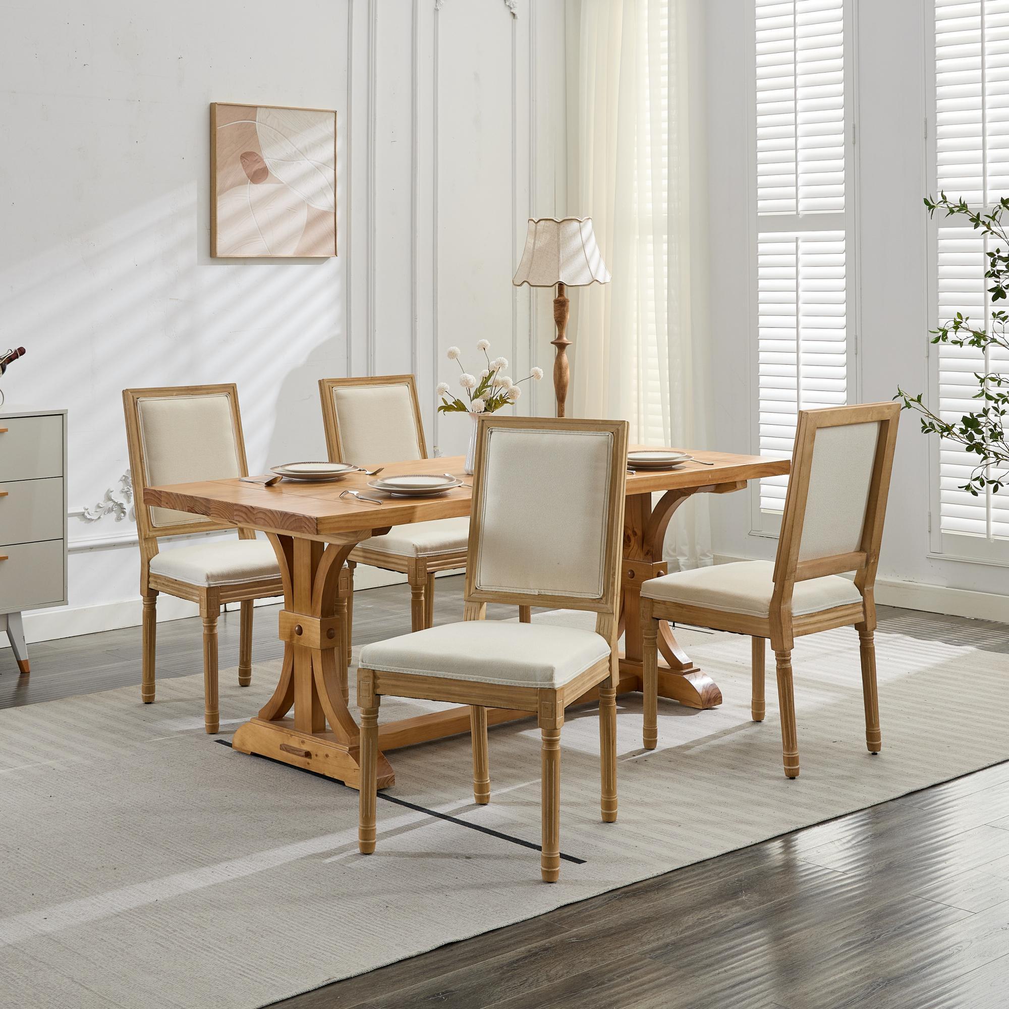French Louis Dining Chairs with Square Backrest (Set of 2)