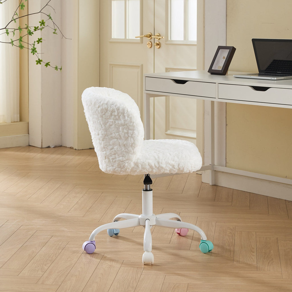 Artificial Rabbit Hair Adjustable Office Chair with Metal Base
