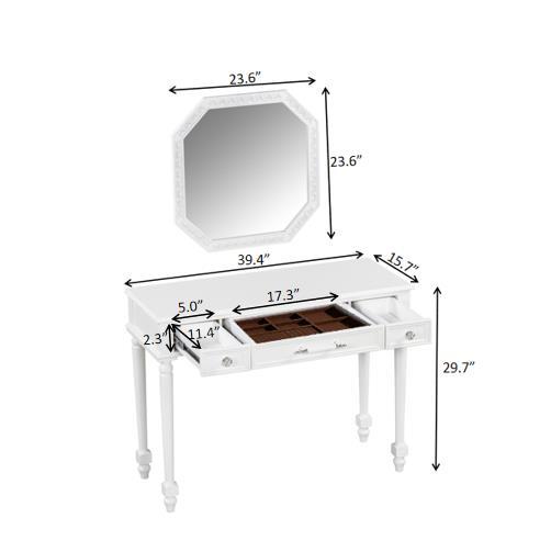Retro Makeup Desk with Large Mirror