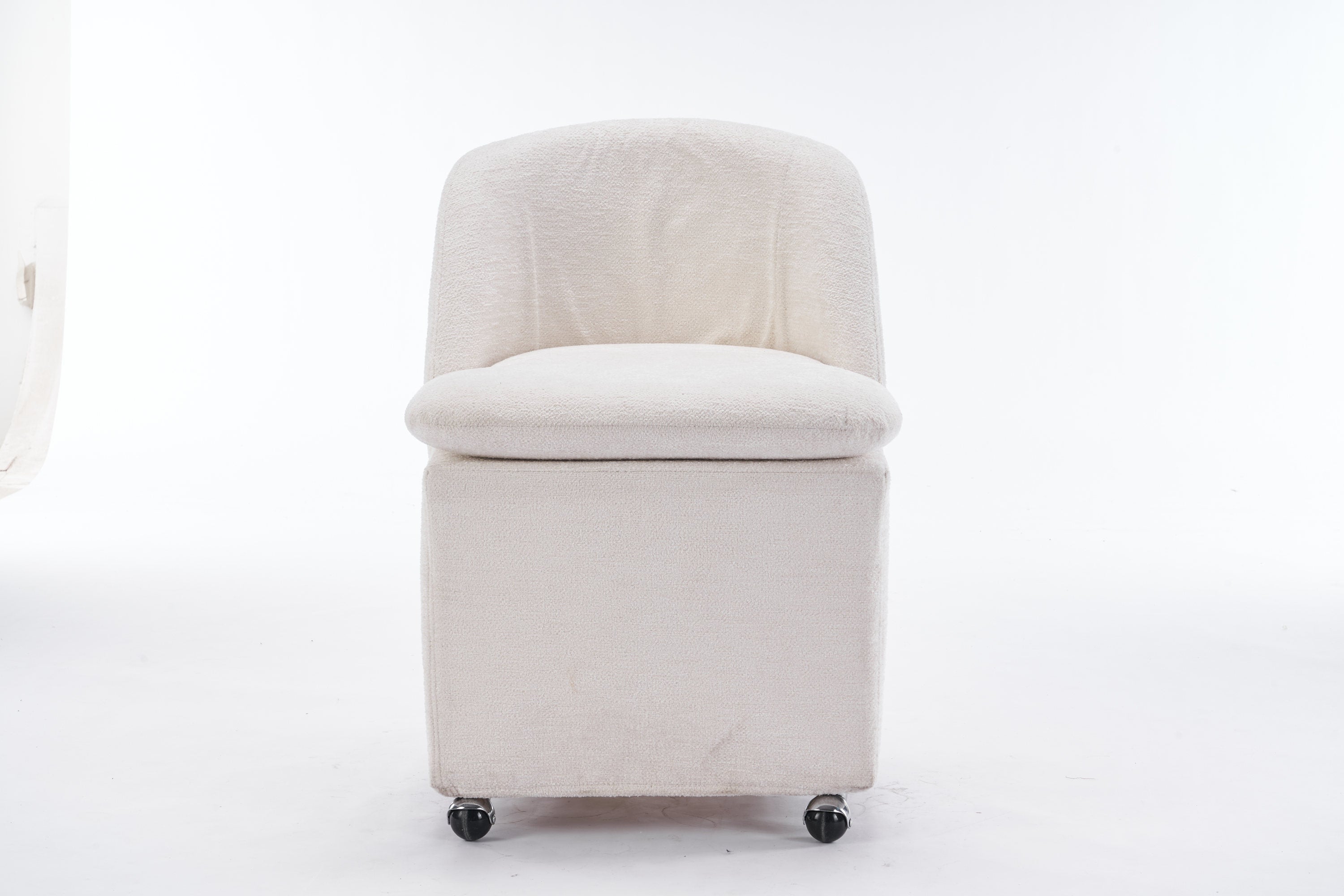 Chenille Fabric Dining Chairs with Universal Wheels