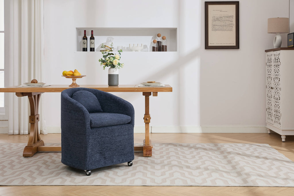 Modern Chenille Fabric Dining Armchair with Back Cushion