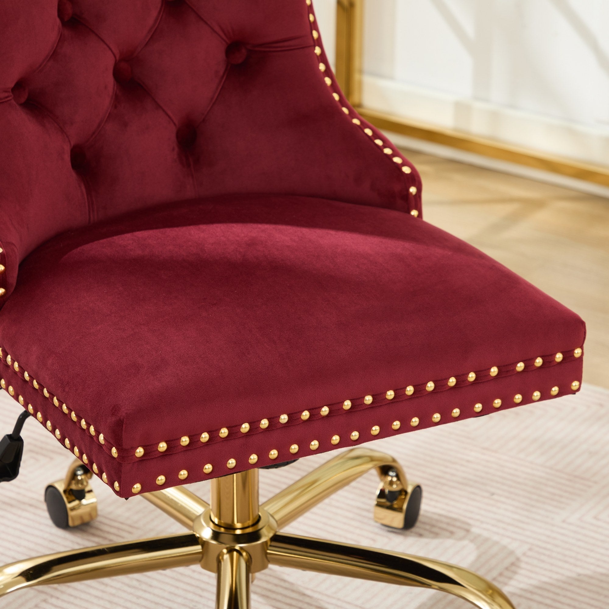 Modern Velvet Upholstered Tufted Button Home Office Chair
