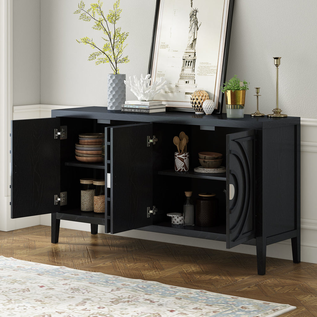 60" Circular Groove Design Sideboard Door for Living Room
