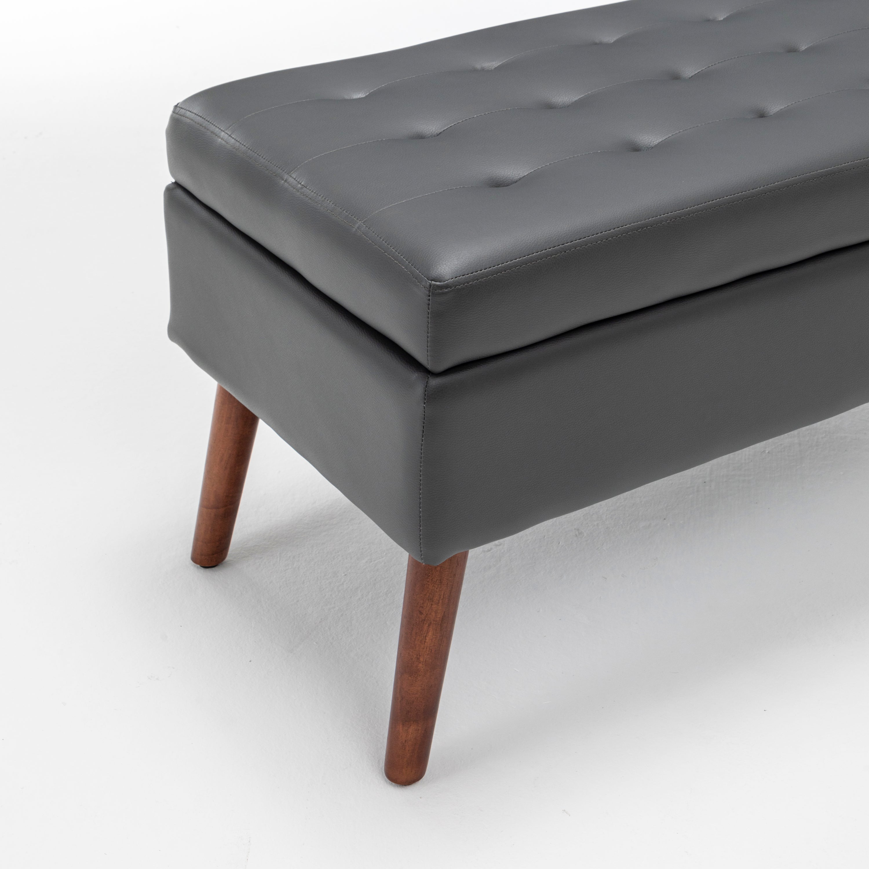 Brown PU Leather Storage Bench