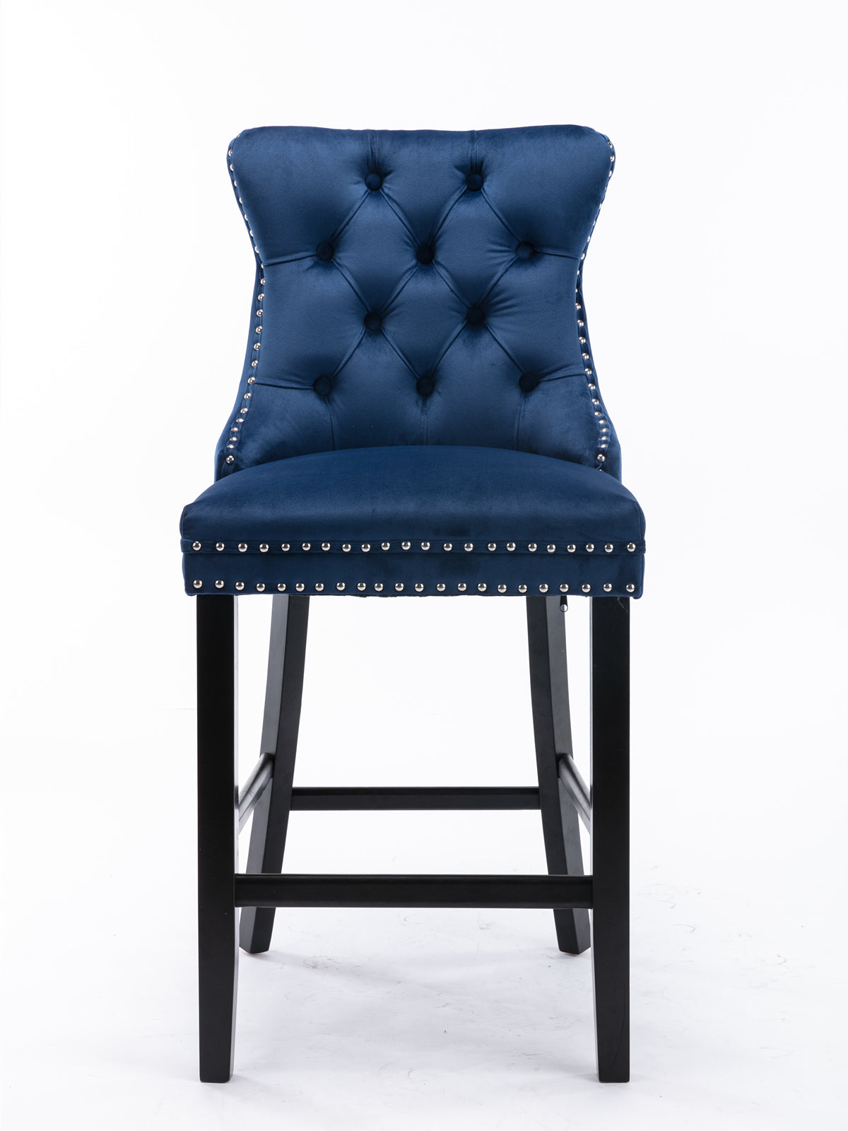 Contemporary Velvet Upholstered Barstools with Button Tufted Decoration (Set of 2)