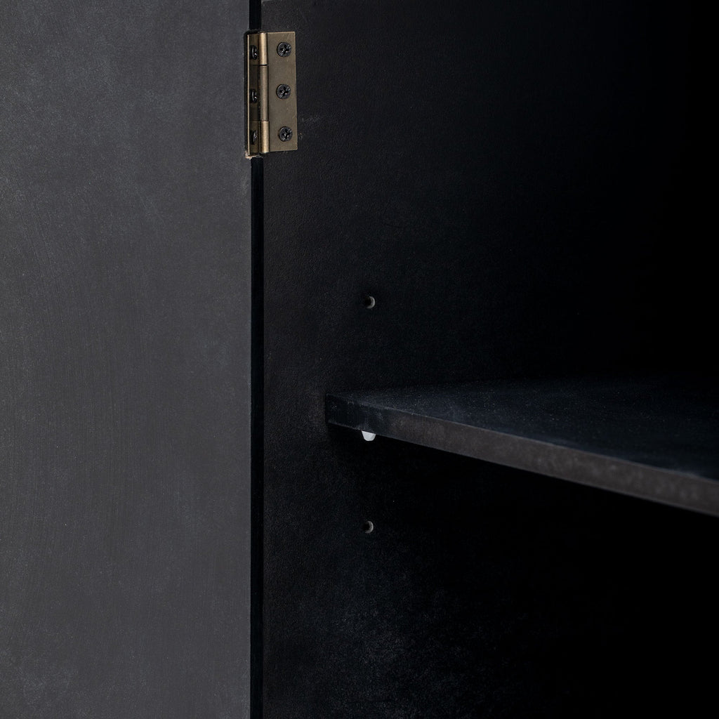 Minimalist Curved Sideboard with Gold Handles and Adjustable Dividers