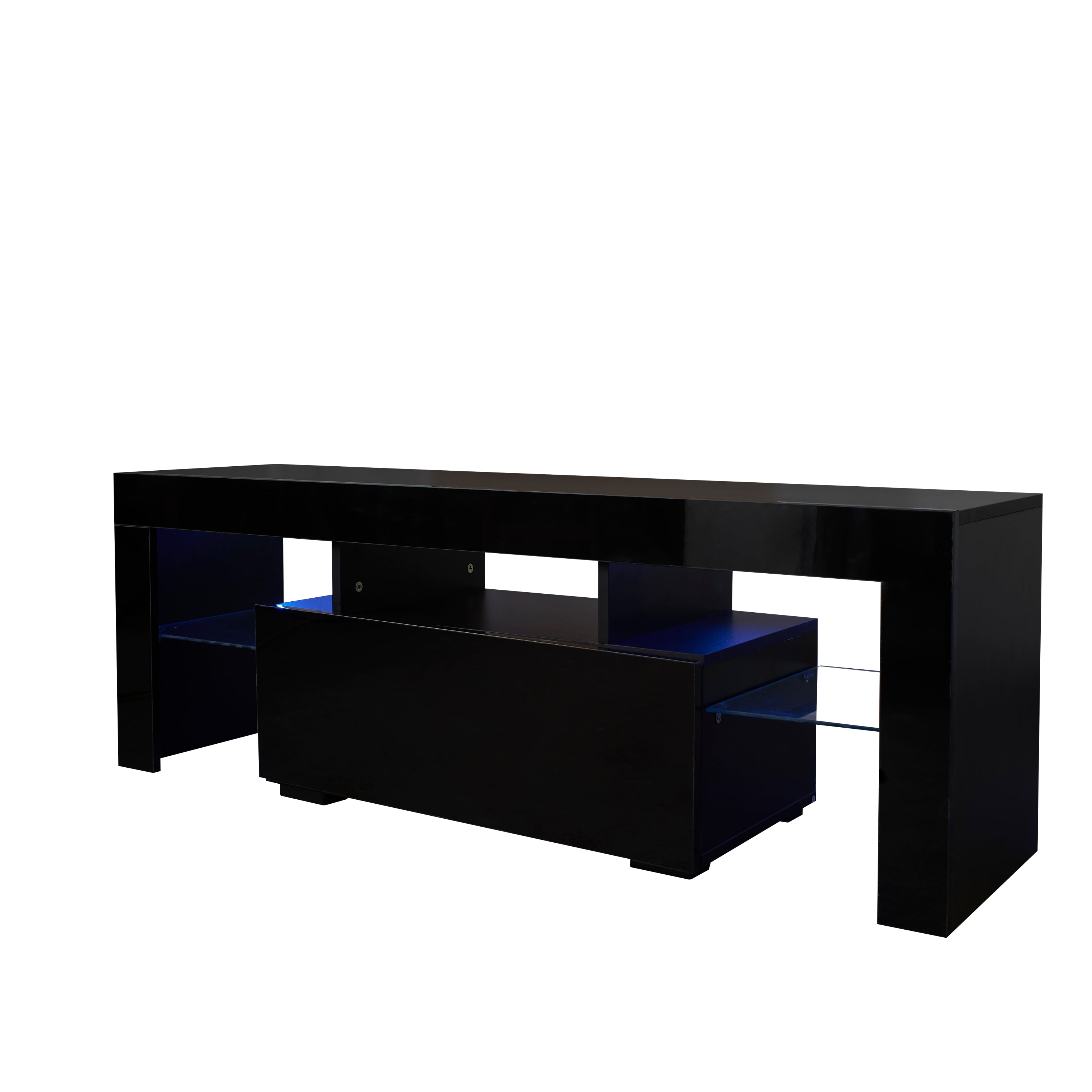 51" Black TV Stand with LED RGB Lights