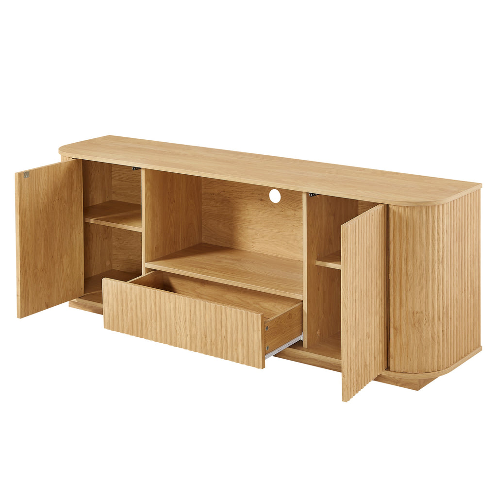 64-Inch Wavy Wooden Vertical Stripe TV Stand Cabinet