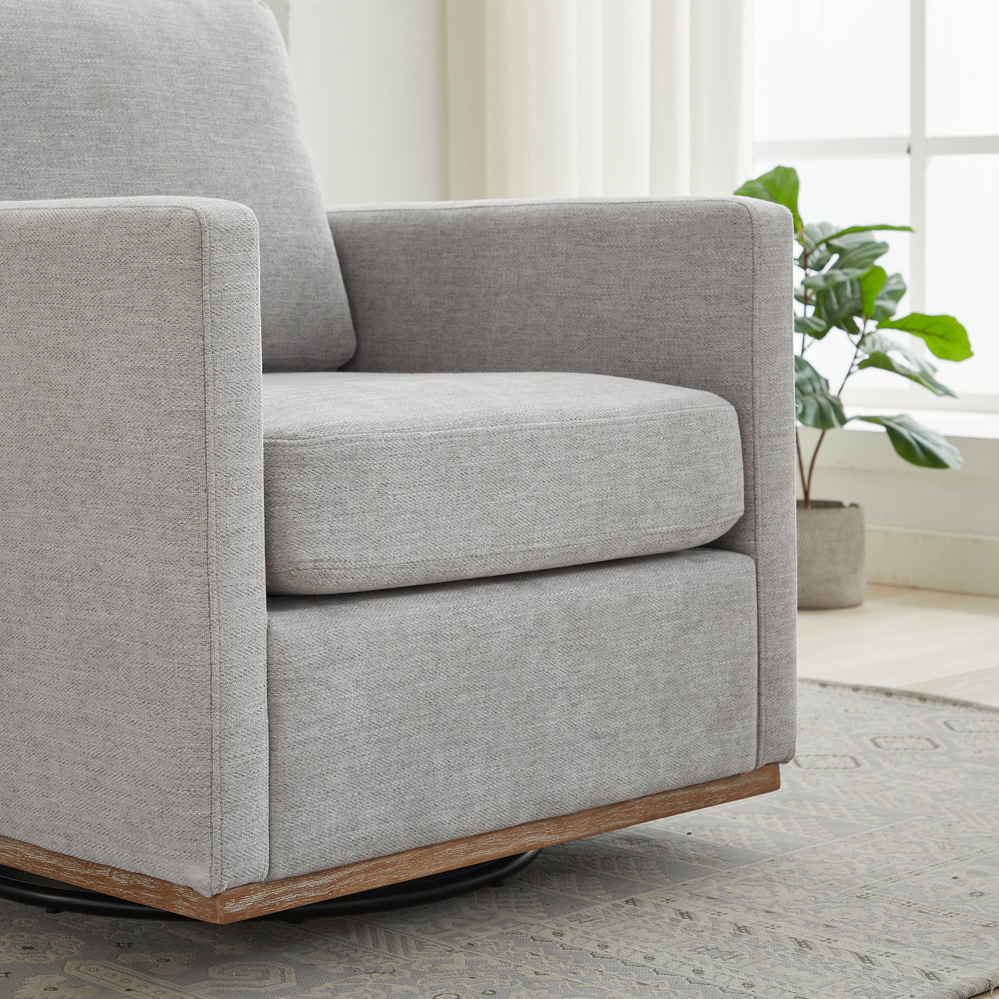 Modern Square Chenille Upholstered Swivel Accent Chair