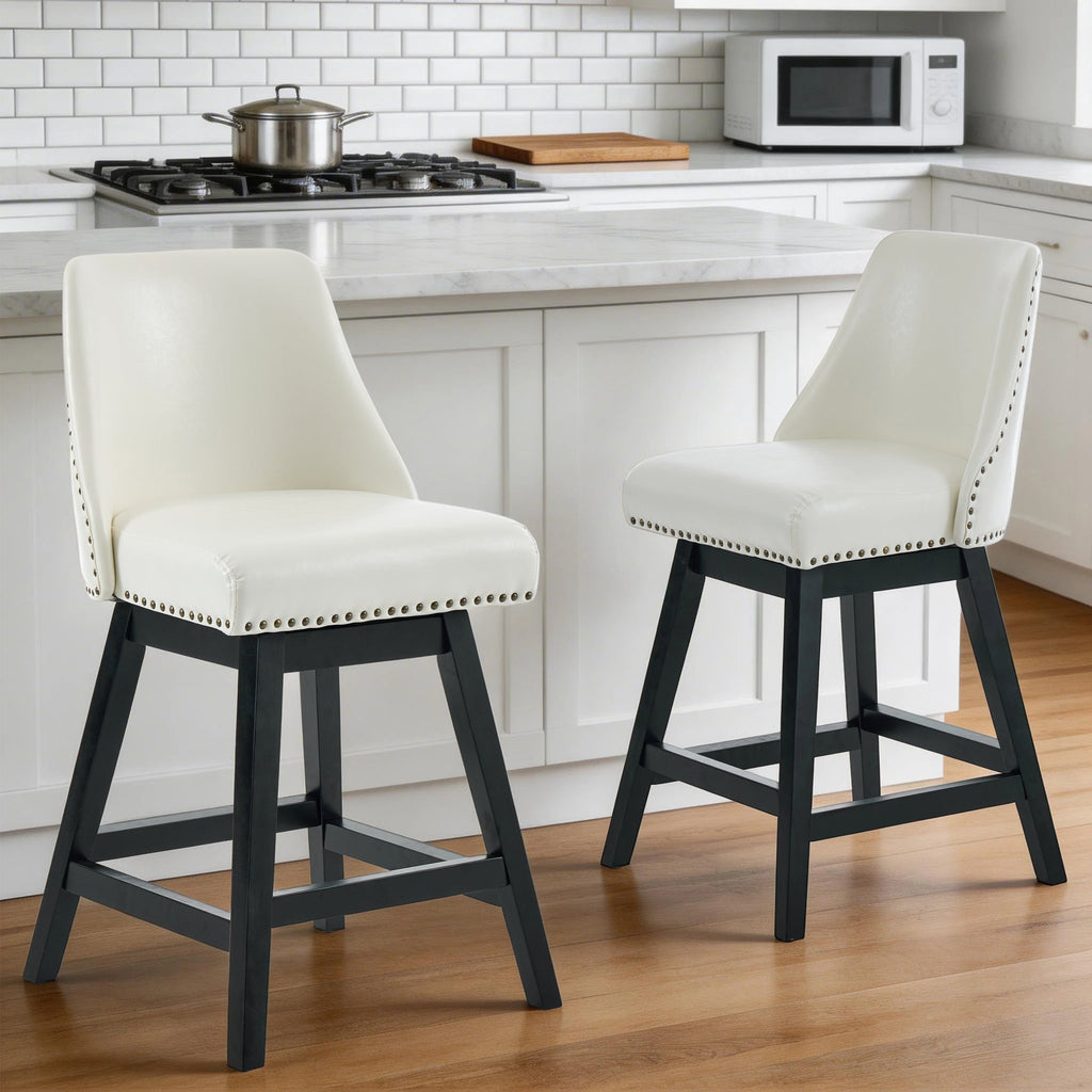 Firmoz Modern 360° Swivel Bar Stools with PU/Cracked Leather Upholstery