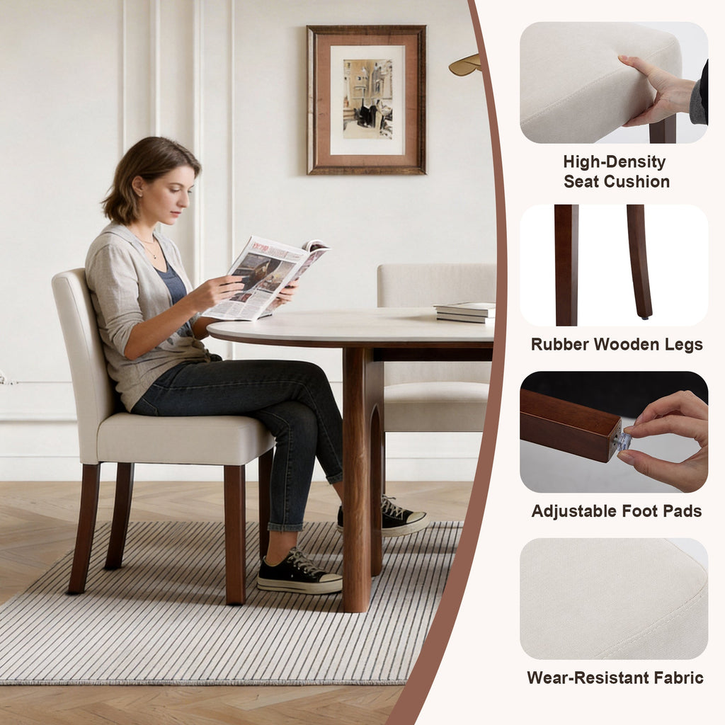 Firmoz Modern High-Back Dining Chairs with Rubberwood Legs