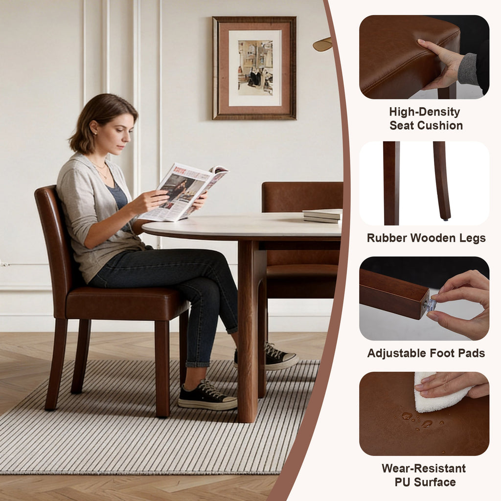 Firmoz Modern High-Back Dining Chairs with Rubberwood Legs