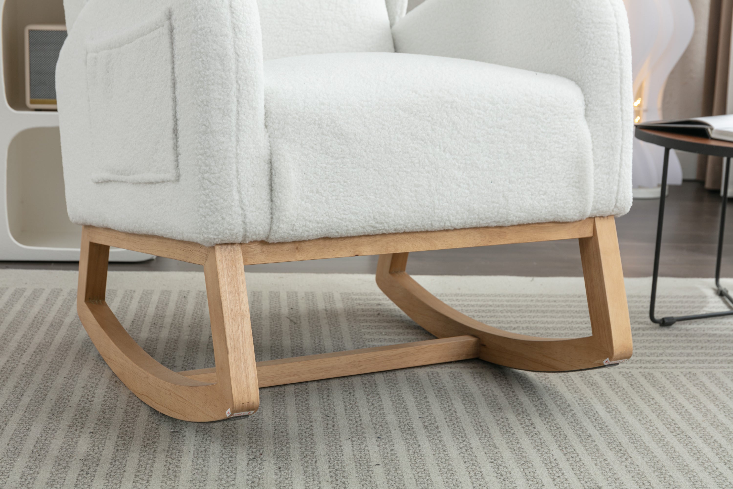 Teddy Fabric Rocking Chair with Packet Wood Legs