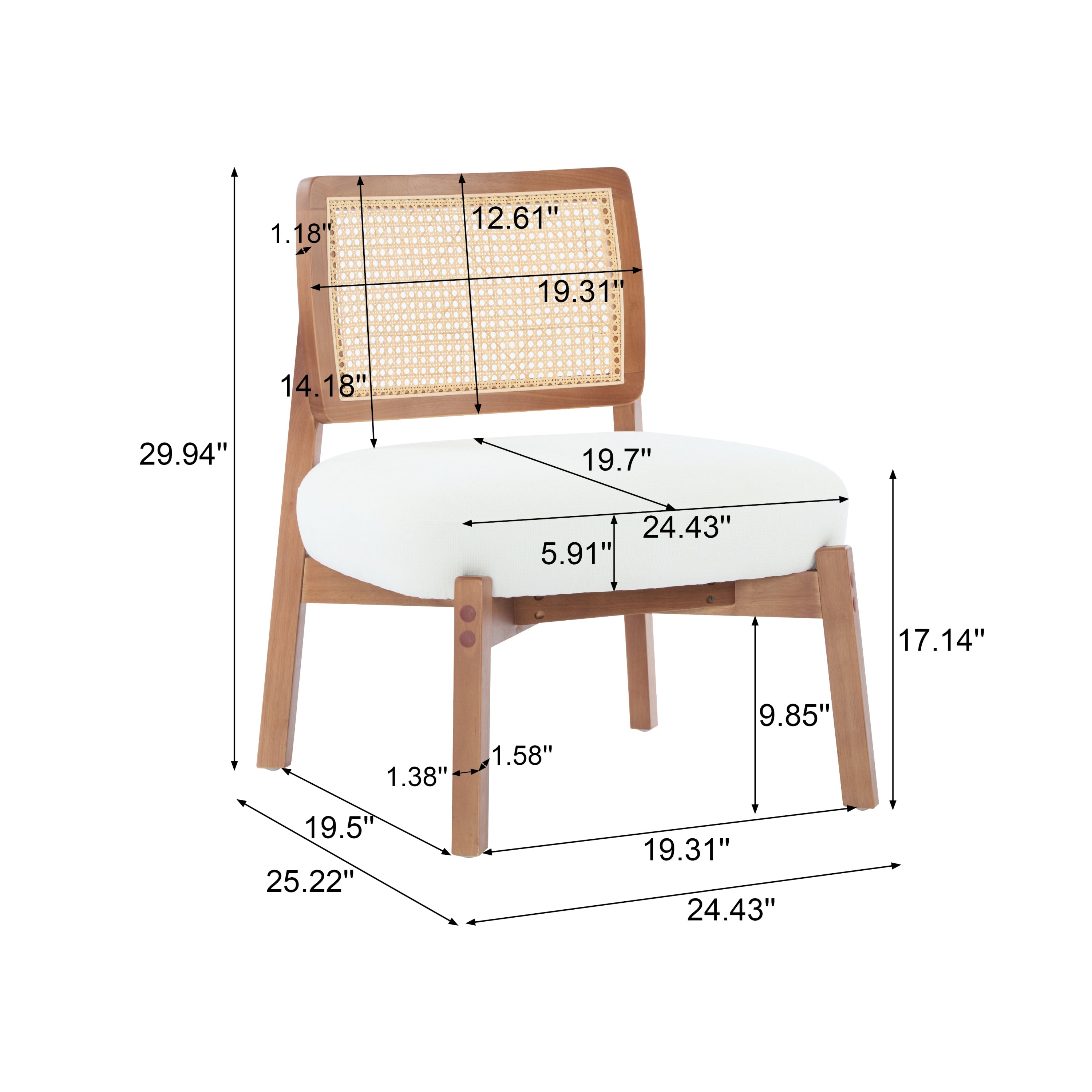Modern Beige Lounge Chair with Woven Backrest (Set of 2)