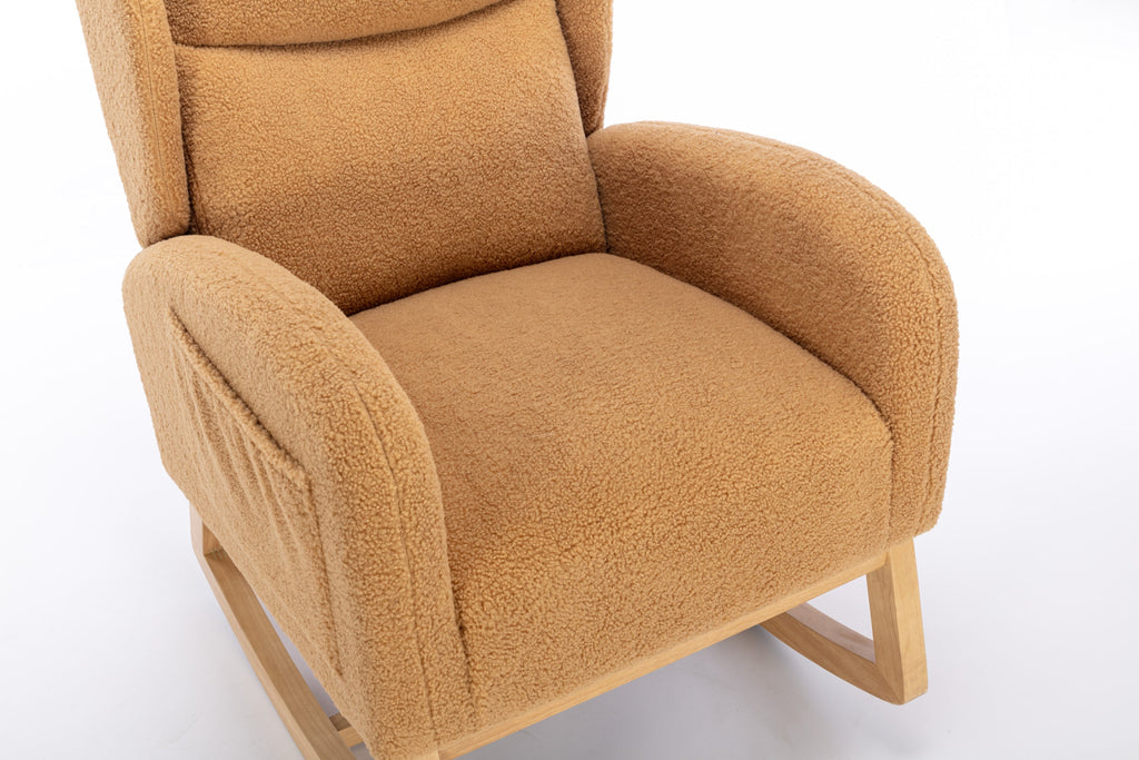 Teddy Fabric Rocking Chair with Packet Wood Legs