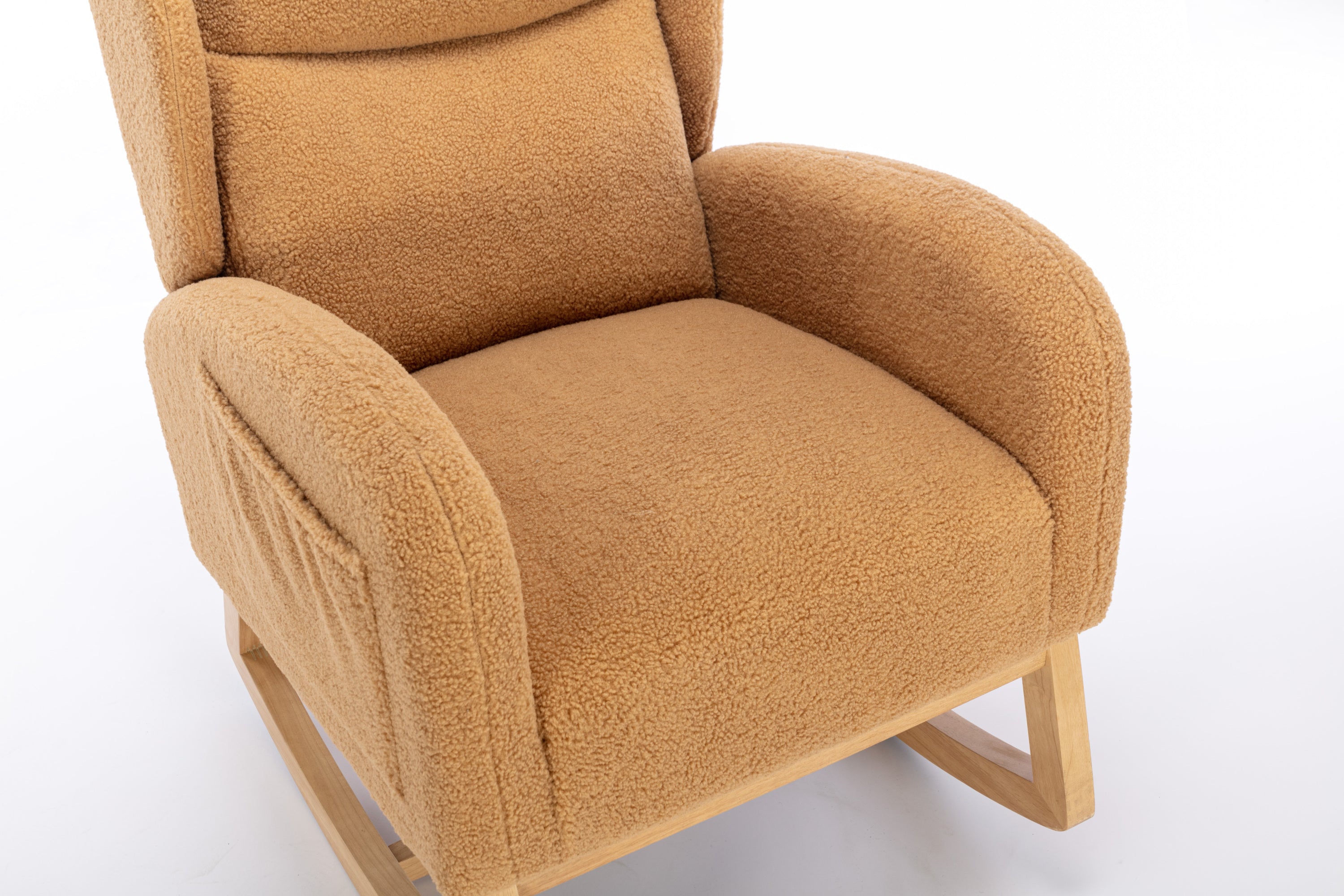 Teddy Fabric Rocking Chair with Packet Wood Legs