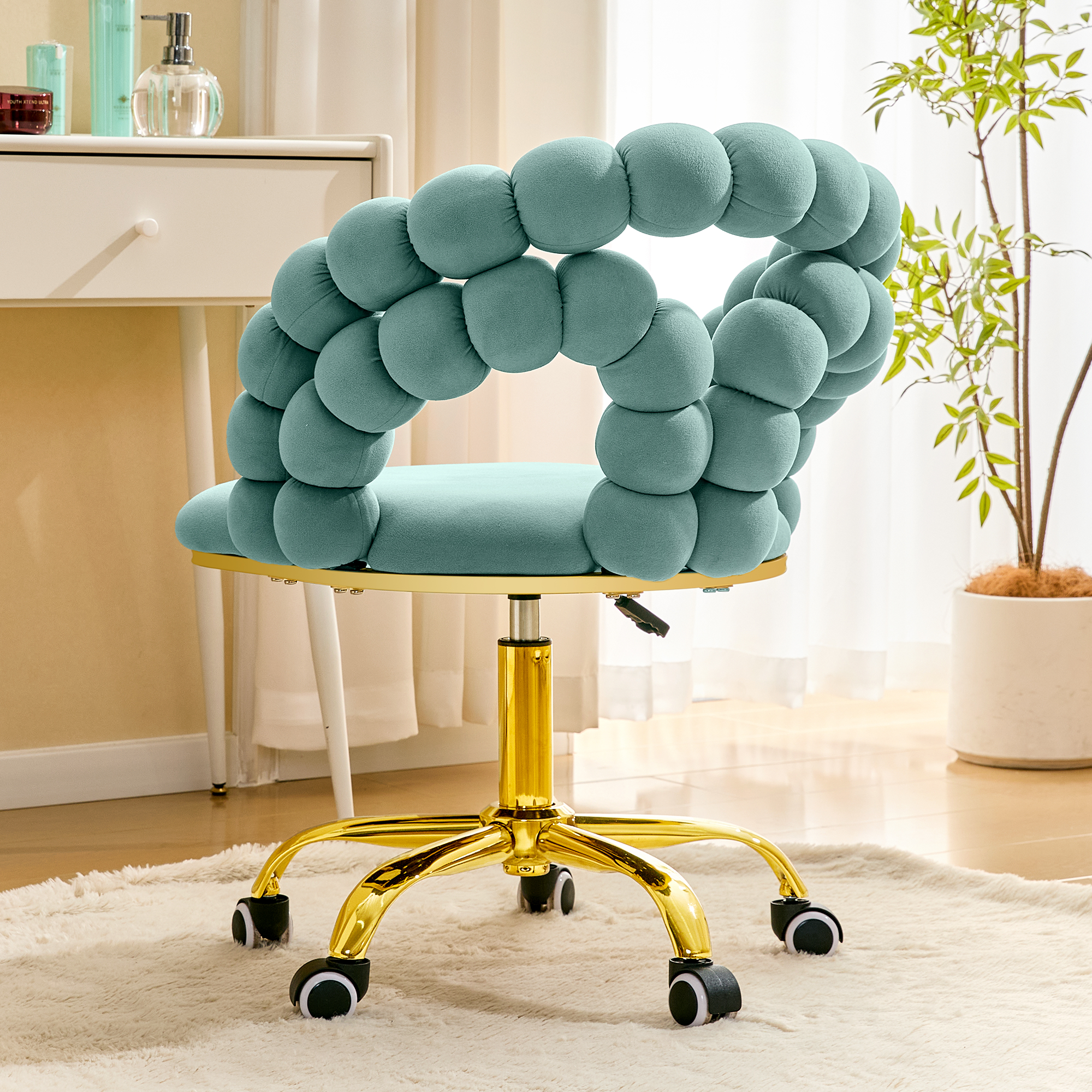 Coloful Modern Velvet Adjustable Swivel Desk Chair with Bubble Back